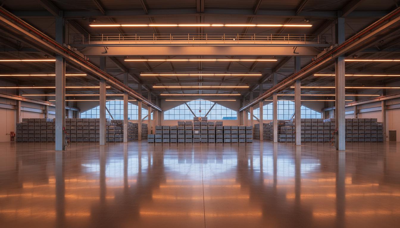 Industrial warehouse with polished concrete floor